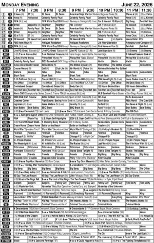 MONDAY EVENING TV LISTINGS